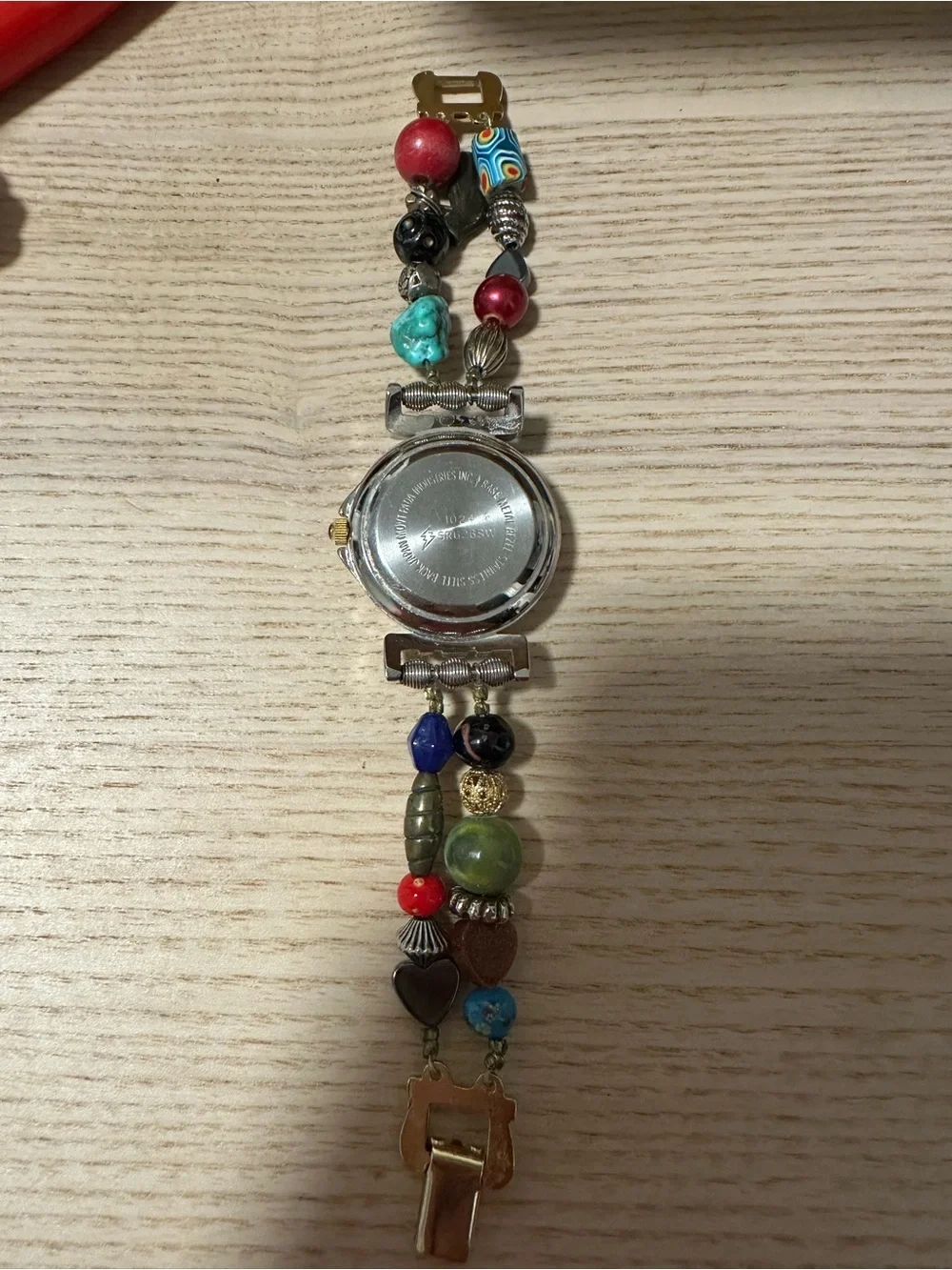 RARE Vintage Gloria Vanderbilt Ref 1024 Multicolor Beaded Quartz Bracelet Watch